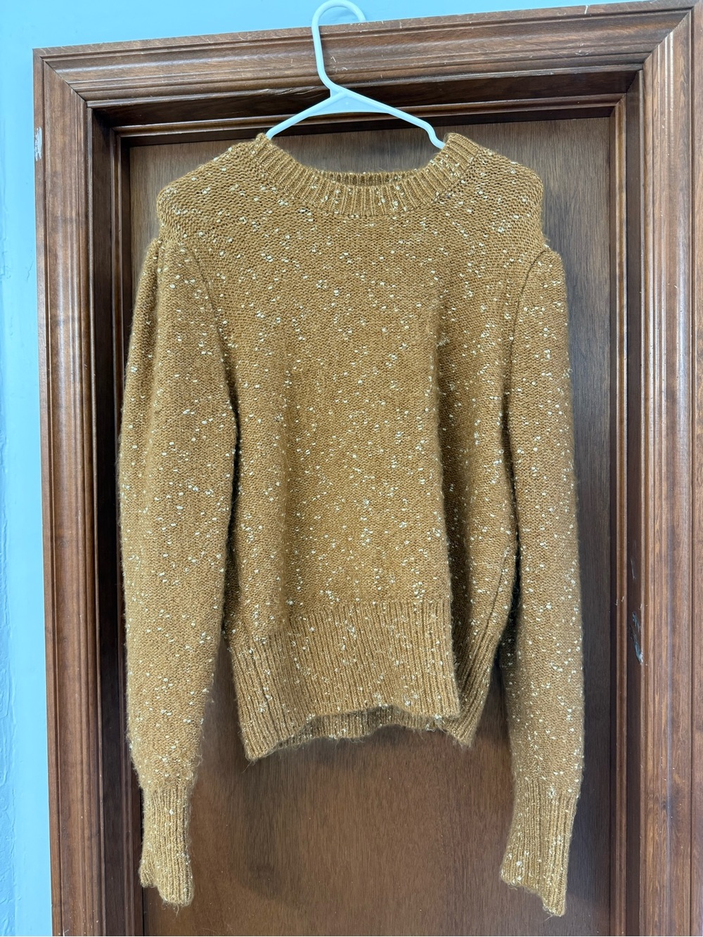 Ann Taylor Brown and Gold Fuzzy Sweater